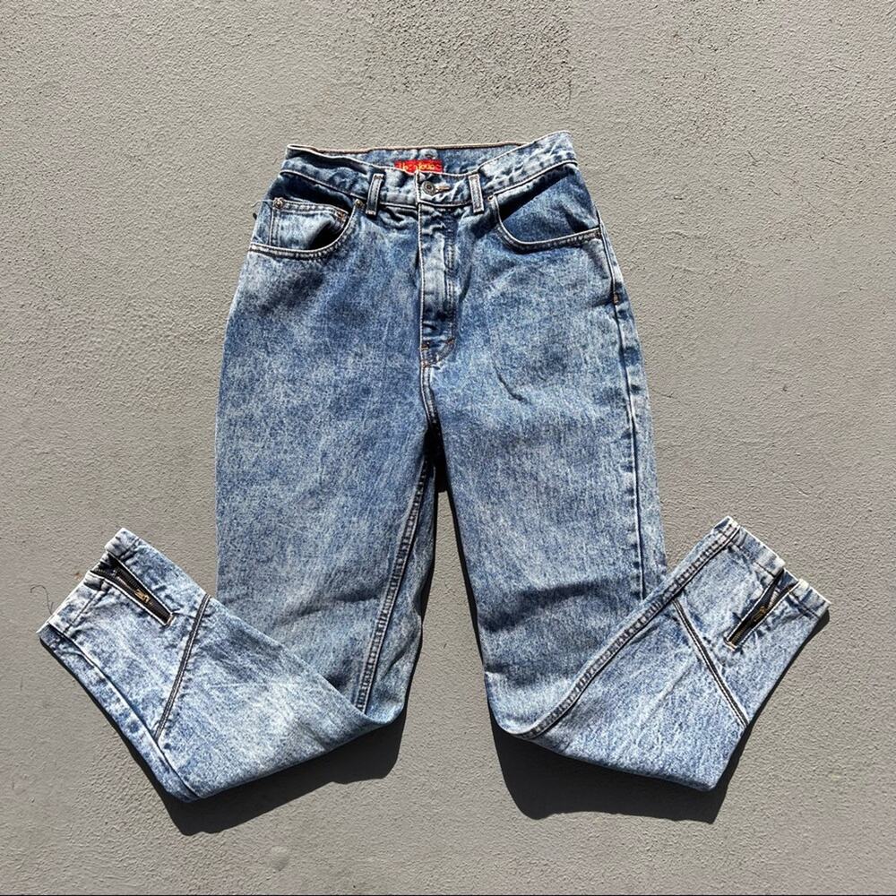 Vintage 80s 90s bonjour high-rise acid wash zipper ankle jeans